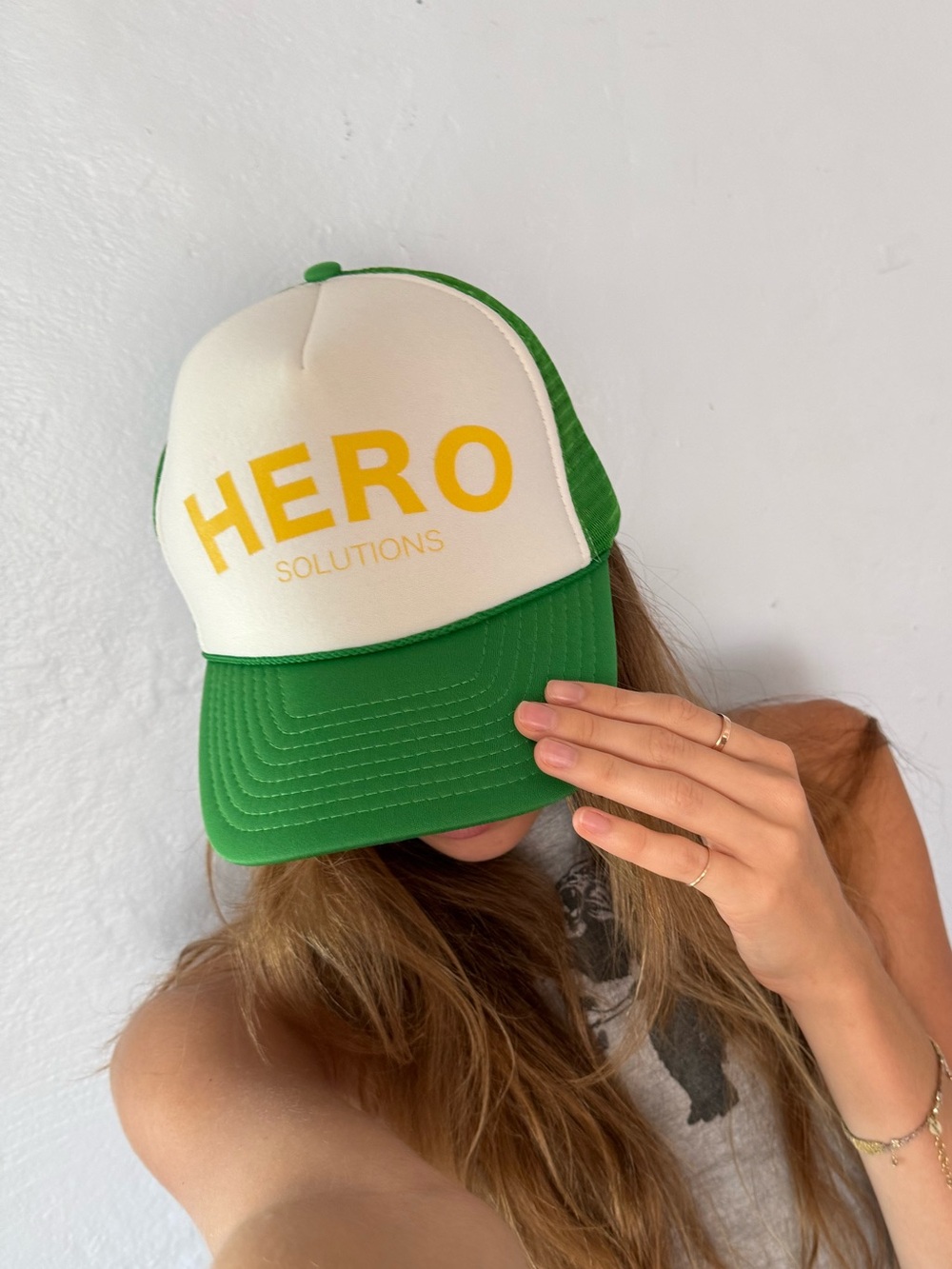 Green & White 'HERO Solutions' Trucker Hat